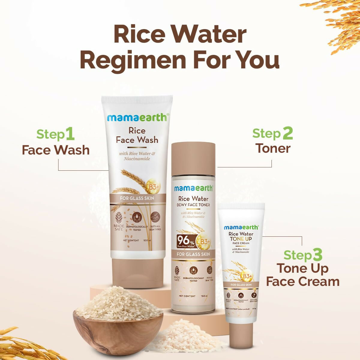 Mamaearth Rice Water Tone Up Face Cream with Rice Water & Niacinamide for Glass Skin Mamaearth Rice Water Tone Up Face Cream with Rice Water & Niacinamide for Glass Skin