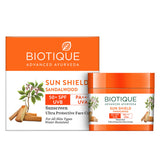 Biotique Advanced Ayurveda Sun Shield sandalwood 50+SPF UVB Sunscreen - Safuron