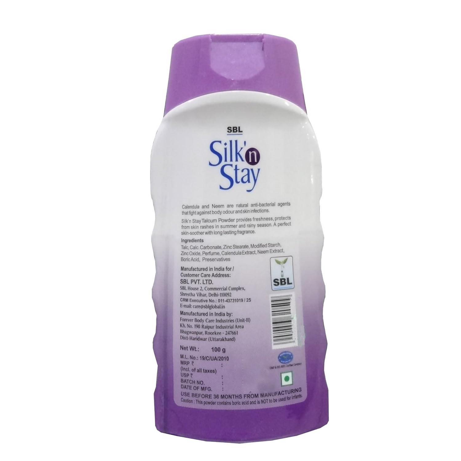 SBL Silk N Stay Talcum Powder SBL Pvt. Ltd.