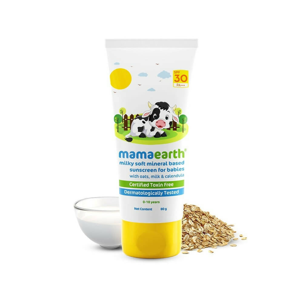 Mamaearth Milky Soft Mineral Based Sunscreen SPF 30 & PA+++ With Oats, Milk and Calendula Mamaearth Milky Soft Mineral Based Sunscreen SPF 30 & PA+++ With Oats, Milk and Calendula