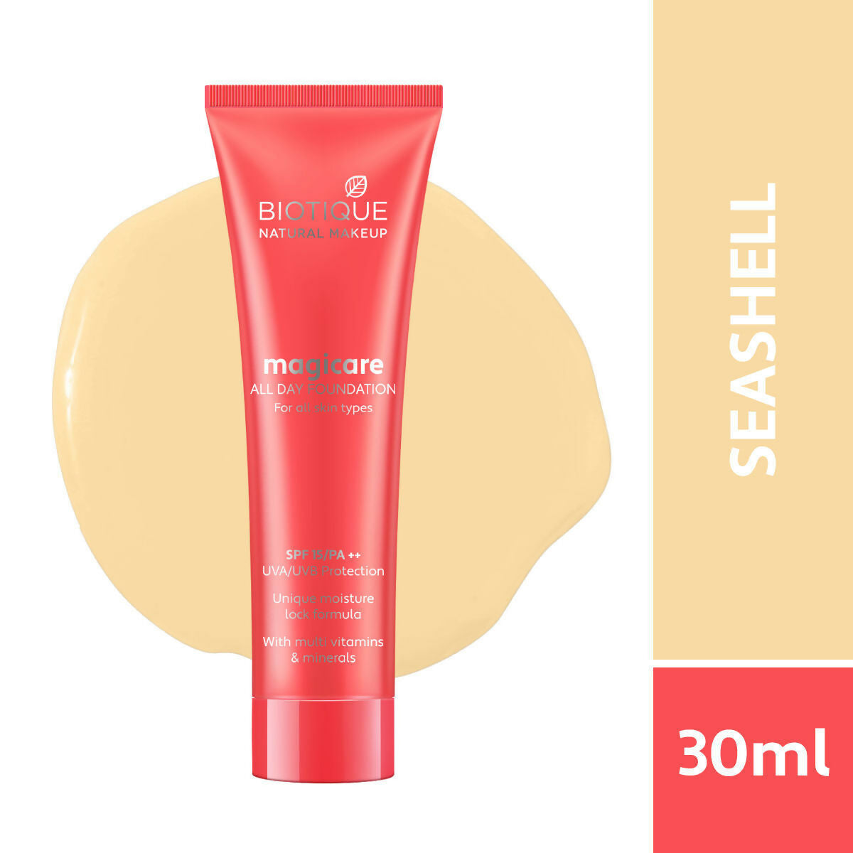 Biotique Natural Makeup Magicare All Day Foundation SPF 15 PA++ Seashell F601 Biotique Natural Makeup Magicare All Day Foundation SPF 15 PA++ Seashell F601