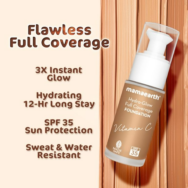 Mamaearth Hydra-Glow Full Coverage Foundation With Vitamin C & Turmeric - Nude Glow Mamaearth Hydra-Glow Full Coverage Foundation With Vitamin C & Turmeric - Nude Glow
