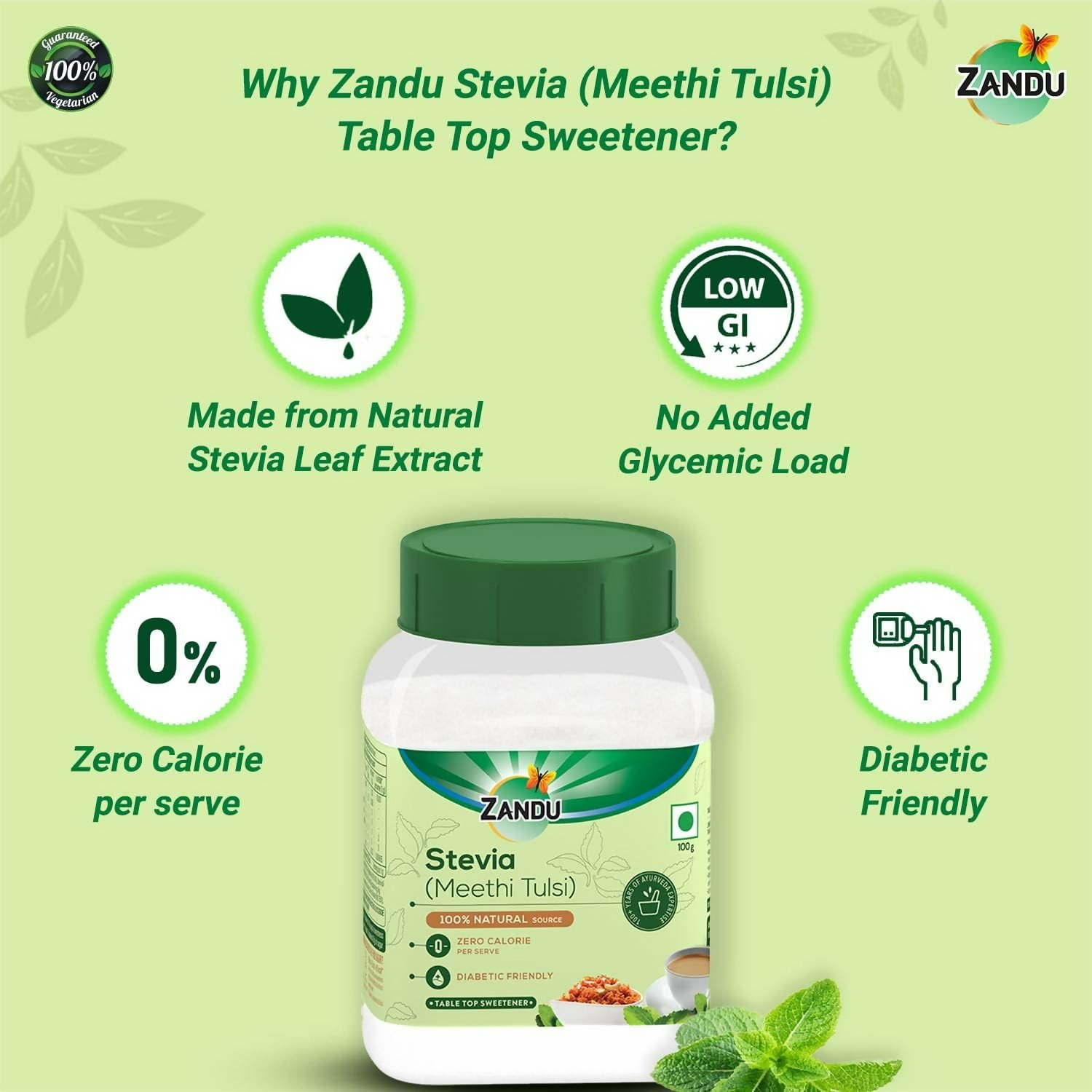 Zandu Stevia Meethi Tulsi Powder- A Healthier Substitute For Sugar Zandu Stevia Meethi Tulsi Powder- A Healthier Substitute For Sugar