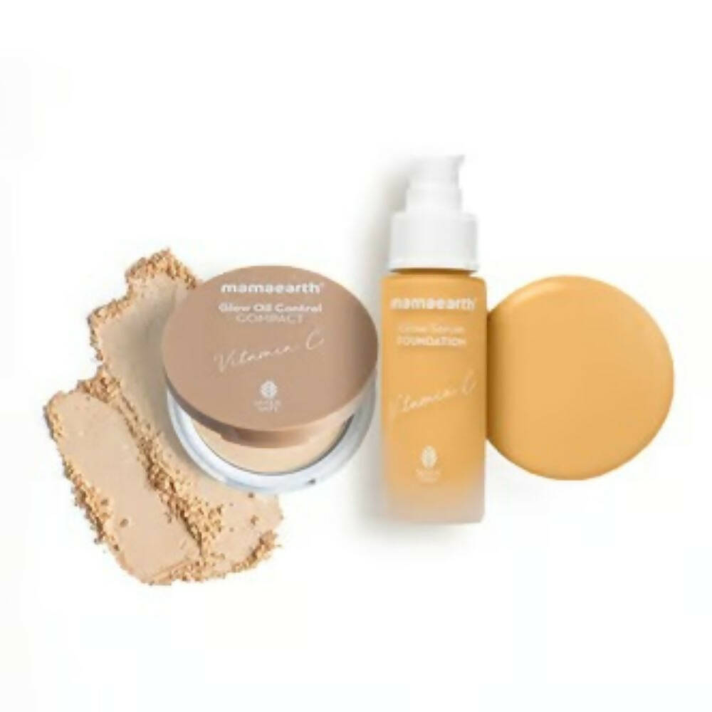 Mamaearth Glow Serum Foundation + Glow Oil Control Compact Combo - Ivory Glow Mamaearth Glow Serum Foundation + Glow Oil Control Compact Combo - Ivory Glow