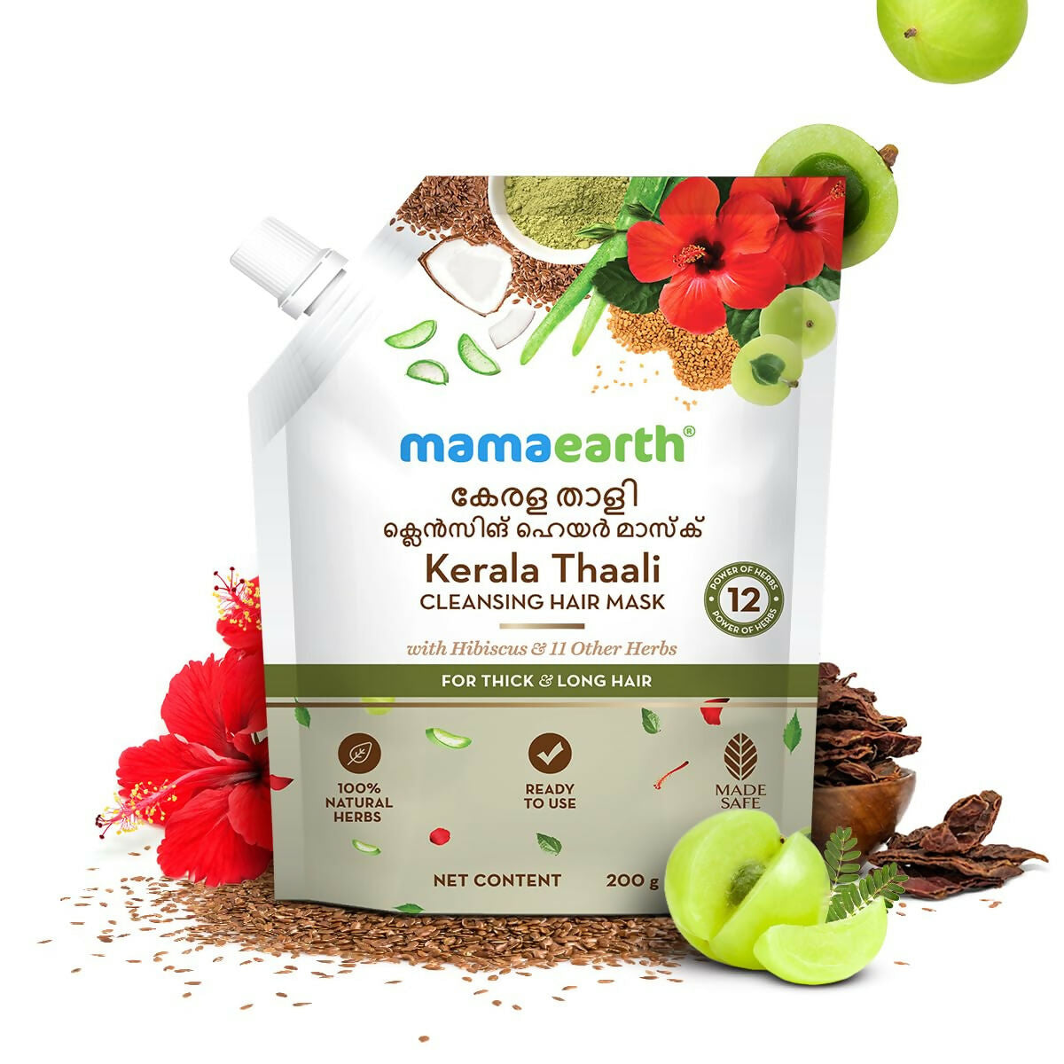 Mamaearth Kerala Thaali Cleansing Hair Mask with Power of 12 Herbs for Thick & Long Hair Mamaearth Kerala Thaali Cleansing Hair Mask with Power of 12 Herbs for Thick & Long Hair