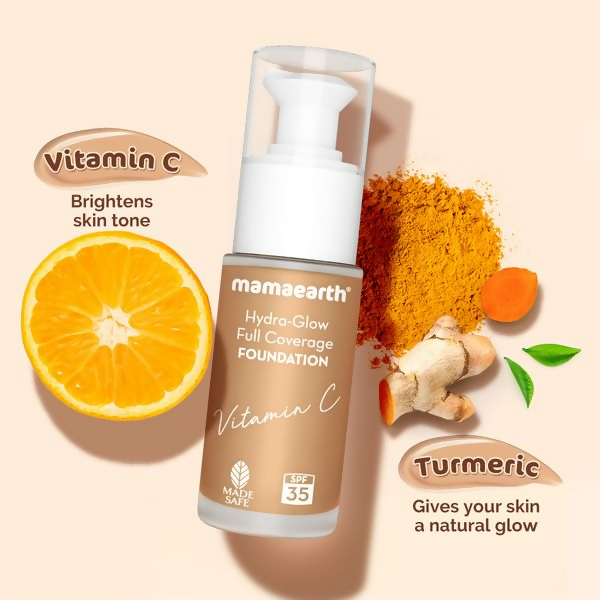 Mamaearth Hydra-Glow Full Coverage Foundation With Vitamin C & Turmeric - Caramel Glow - Limited Time Offer Mamaearth Hydra-Glow Full Coverage Foundation With Vitamin C & Turmeric - Caramel Glow - Limited Time Offer