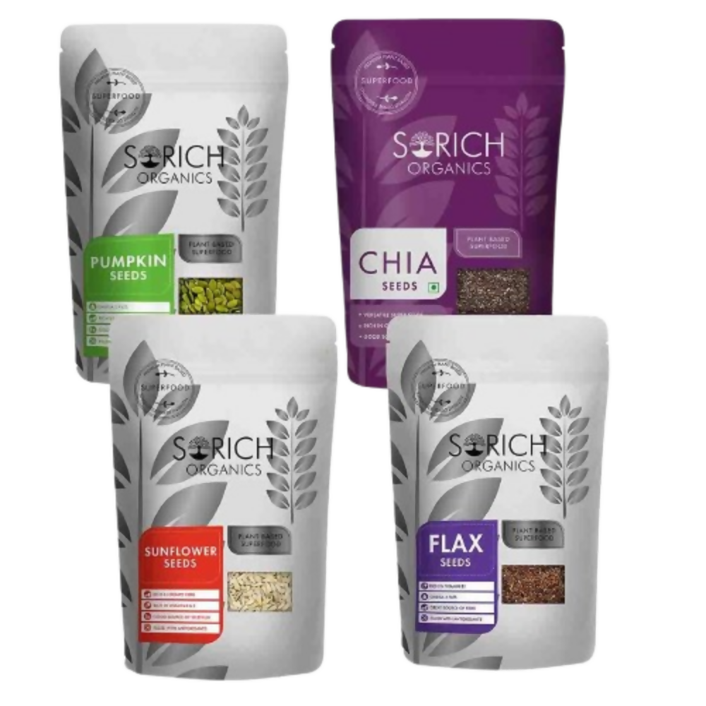 Sorich Organics Sunflower Seeds, Pumpkin Seeds, Chia Seeds and Flax Seeds - Safuron