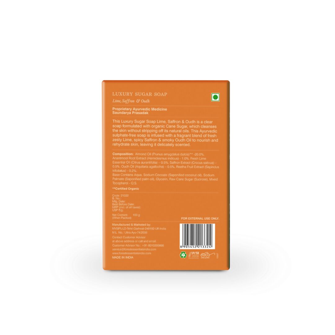 Forest Essentials Luxury Sugar Soap Lime Saffron & Oudh Forest Essentials Luxury Sugar Soap Lime Saffron & Oudh