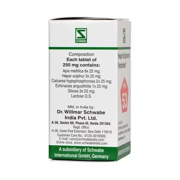 Dr. Willmar Schwabe India Hepar Sulphuris Pentarkan Ptk 53 Tablets Dr. Willmar Schwabe India Hepar Sulphuris Pentarkan Ptk 53 Tablets