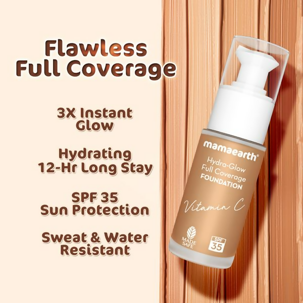Mamaearth Hydra-Glow Full Coverage Foundation With Vitamin C & Turmeric - Caramel Glow - Limited Time Offer Mamaearth Hydra-Glow Full Coverage Foundation With Vitamin C & Turmeric - Caramel Glow - Limited Time Offer