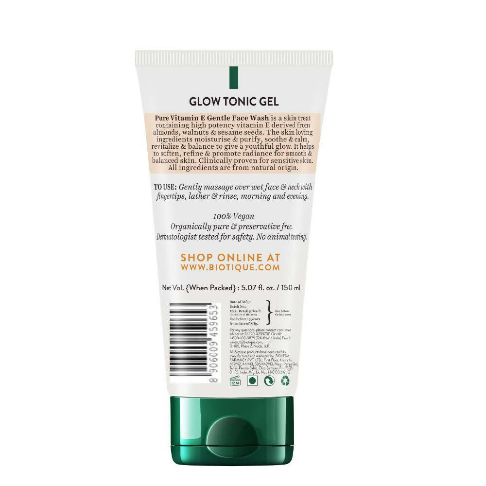 Biotique Glow Tonic Gel Pure Vitamin E Gentle Face Wash Biotique Glow Tonic Gel Pure Vitamin E Gentle Face Wash