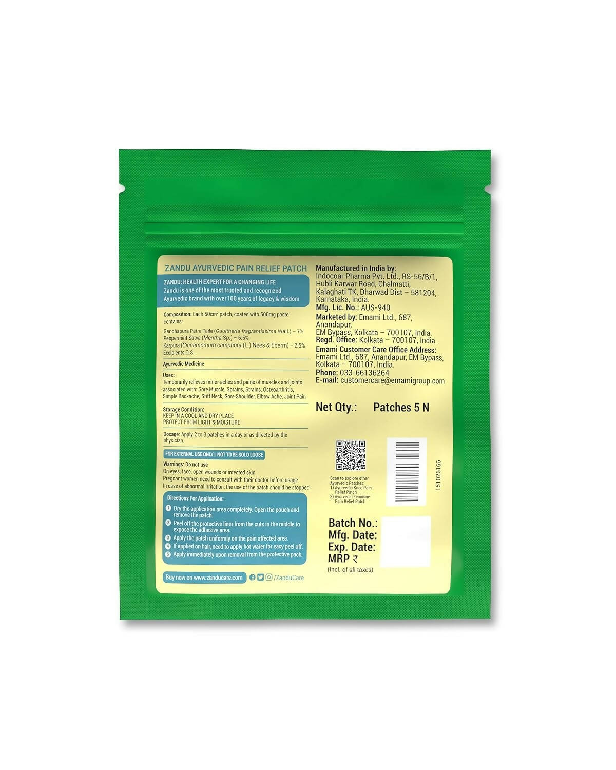 Zandu Ayurvedic Pain Relief Patch Zandu Ayurvedic Pain Relief Patch