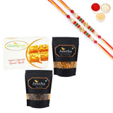 Ghasitaram Besan Barfi, Butter Chakli Sticks and Banarsi Paan With Pearl Beads Rakhi - Safuron