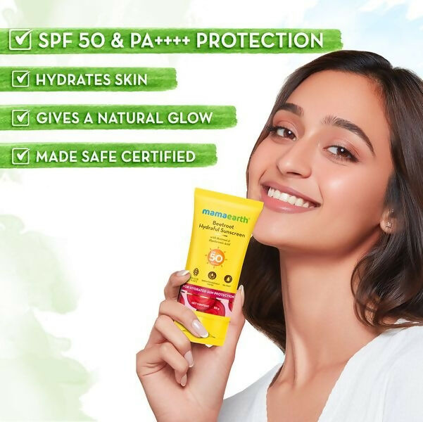Mamaearth Beetroot Hydraful Sunscreen SPF 50 & PA++++ Mamaearth Beetroot Hydraful Sunscreen SPF 50 & PA++++
