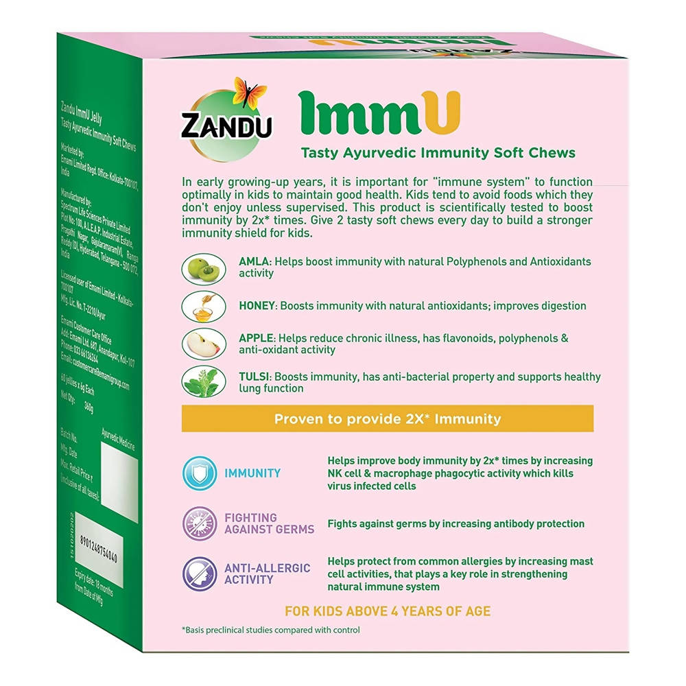 Zandu ImmU Tasty Ayurvedic Soft Chews For Kids Mango Flavour Zandu ImmU Tasty Ayurvedic Soft Chews For Kids Mango Flavour