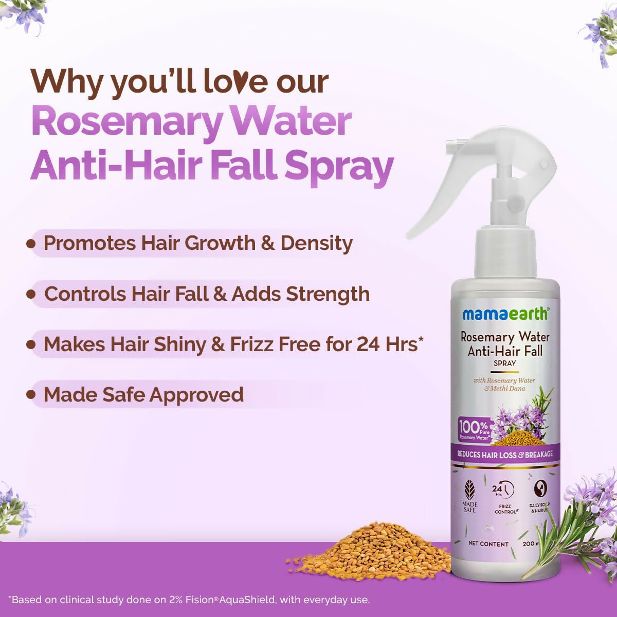 Mamaearth Rosemary Water Anti-Hair Fall Spray with 100% Pure Steam Distilled Rosemary Water & Methi Dana for Hair Mamaearth Rosemary Water Anti-Hair Fall Spray with 100% Pure Steam Distilled Rosemary Water & Methi Dana for Hair