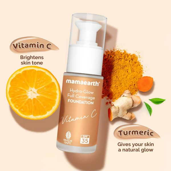 Mamaearth Hydra-Glow Full Coverage Foundation With Vitamin C & Turmeric - Sun Glow Mamaearth Hydra-Glow Full Coverage Foundation With Vitamin C & Turmeric - Sun Glow
