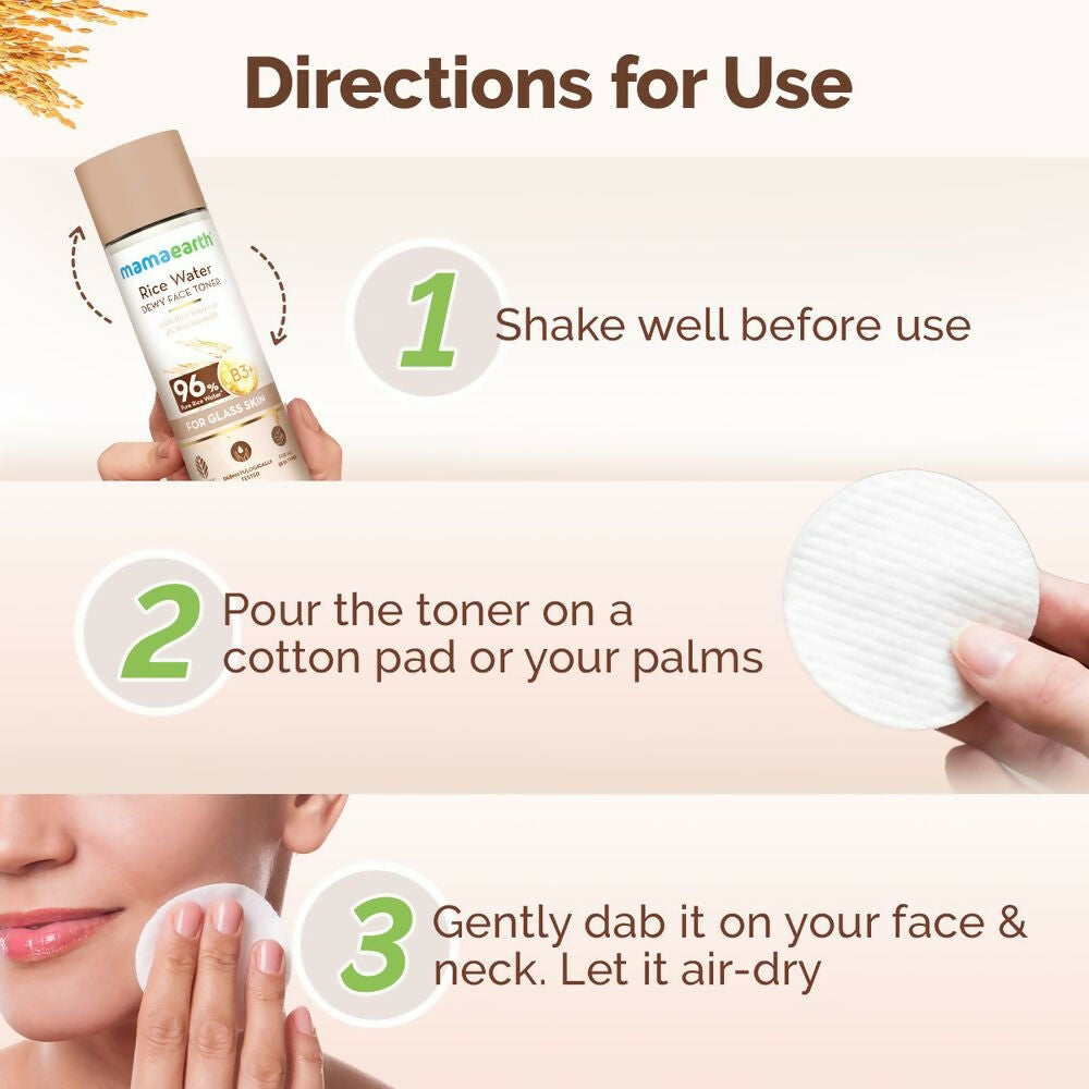 Mamaearth Rice Water Dewy Face Toner with 96% Pure Rice Water Extract & 4% Niacinamide for Glass Skin Mamaearth Rice Water Dewy Face Toner with 96% Pure Rice Water Extract & 4% Niacinamide for Glass Skin