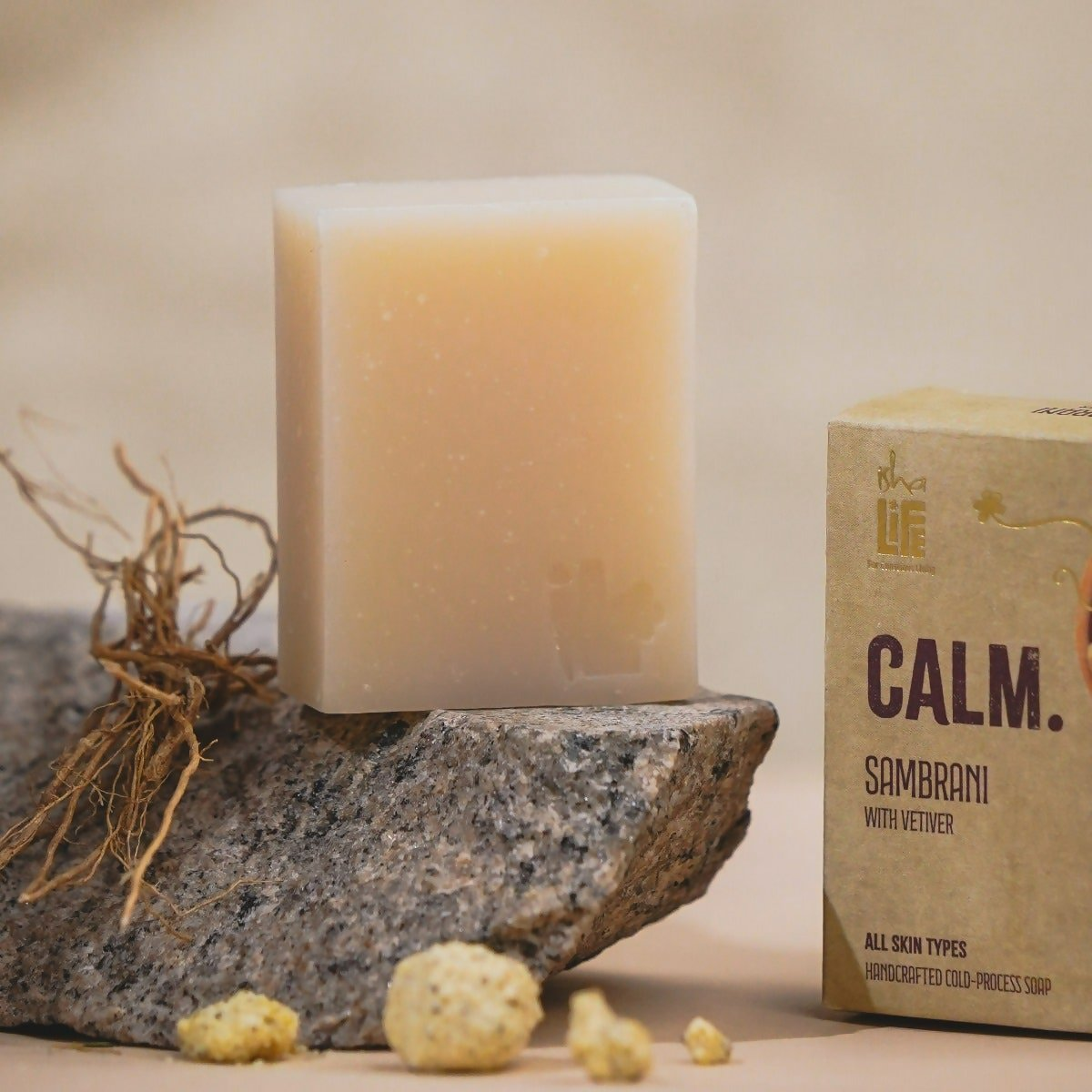 Isha Life Calm. Sambrani With Vetiver Handcrafted Soap Isha Life Calm. Sambrani With Vetiver Handcrafted Soap