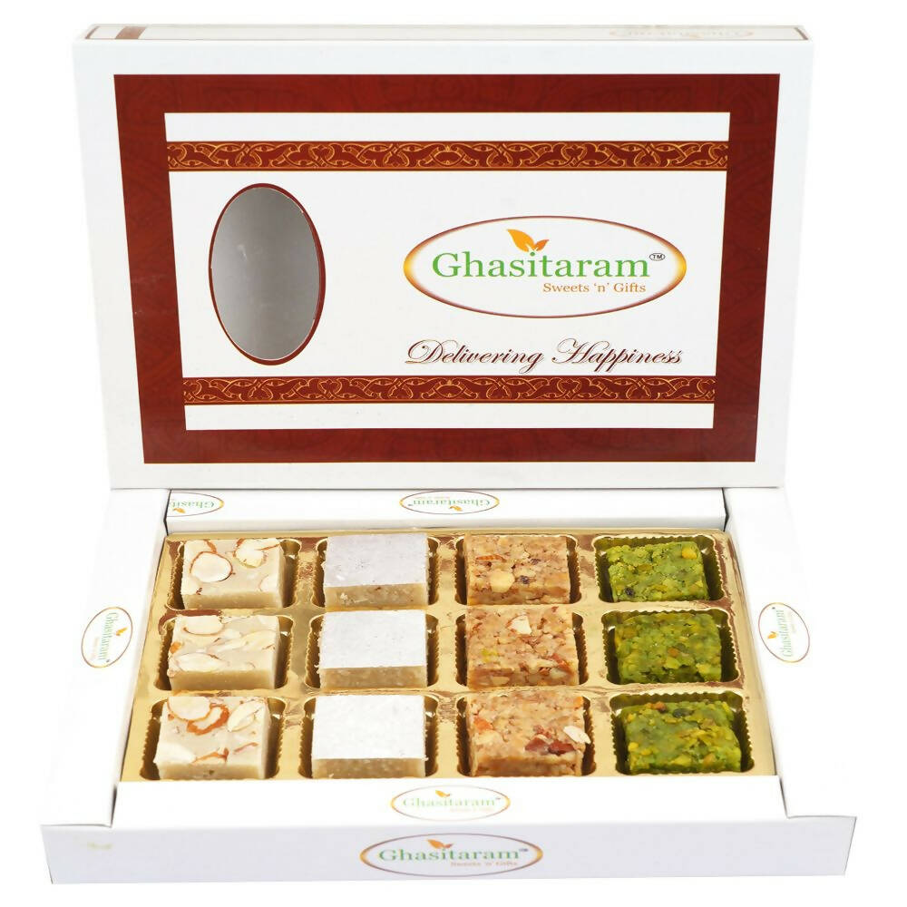 Ghasitaram Assortment of Pure Kaju Badam Pista & Walnut Barfis - Safuron