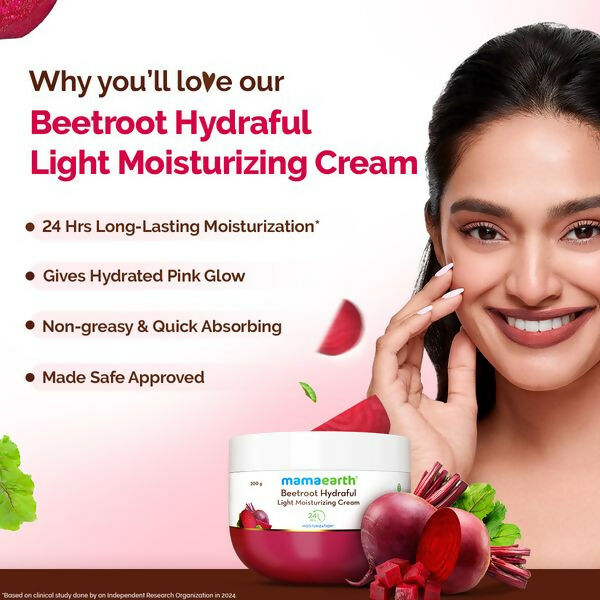 Mamaearth Beetroot Hydraful Light Moisturizing Cream with Beetroot & Hyaluronic Acid For Hydrated Pink Glow Mamaearth Beetroot Hydraful Light Moisturizing Cream with Beetroot & Hyaluronic Acid For Hydrated Pink Glow