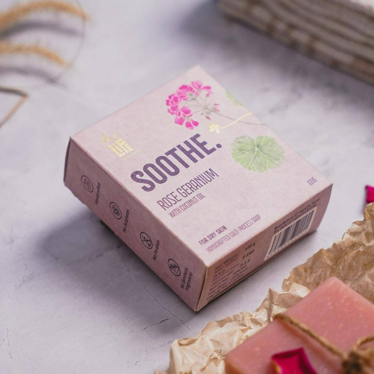Isha Life Soothe. Rose Geranium With Coconut Oil Handcrafted Soap Isha Life Soothe. Rose Geranium With Coconut Oil Handcrafted Soap