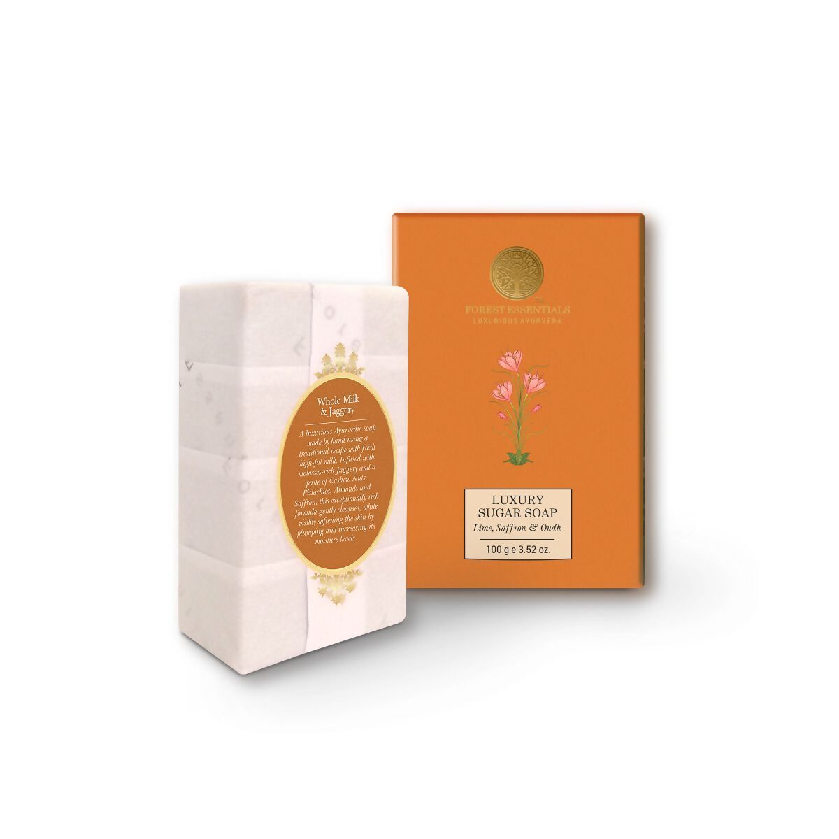 Forest Essentials Luxury Sugar Soap Lime Saffron & Oudh Forest Essentials Luxury Sugar Soap Lime Saffron & Oudh