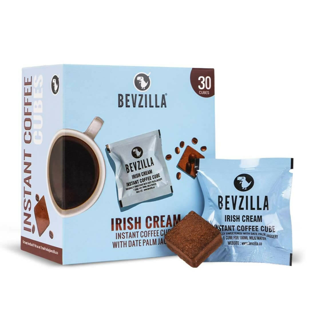 Bevzilla Instant Coffee Cubes Pack with Organic Date Palm Jaggery - Irish Cream - Safuron