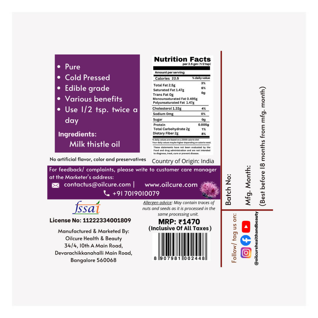 Oilcure Milk Thistle Oil Oilcure