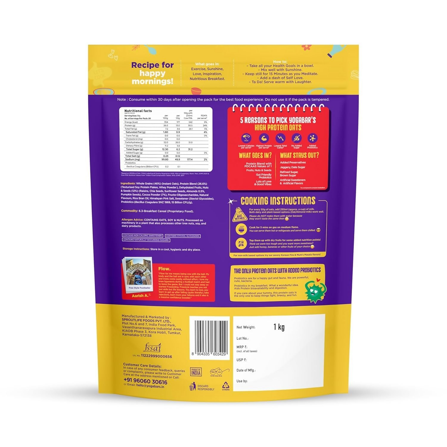 Yoga Bar 26g High Protein Oats Combo - Dark Chocolate, Fruits Nuts and Seeds Yoga Bar