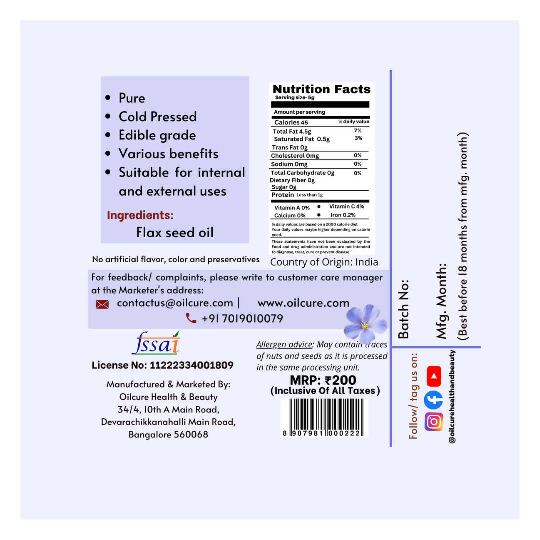 Oilcure Flax Seed Oil Oilcure