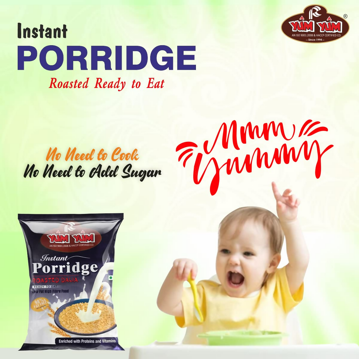 Yum Yum High Fiber Instant Roasted Porridge Honey Flavor Yum Yum
