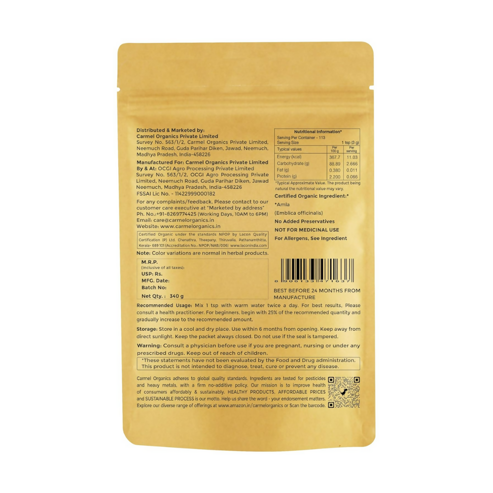 Carmel Organics Amla Fruit Powder Carmel Organics