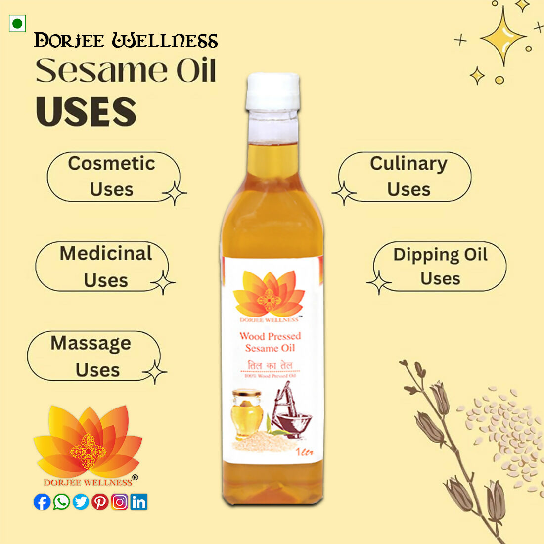 Dorjee Wellness Wood Pressed Sesame Oil Dorjee Wellness