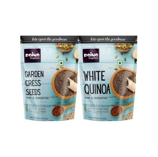 Paiya Organics Garden Cress Seeds + White Quinoa Combo - Safuron