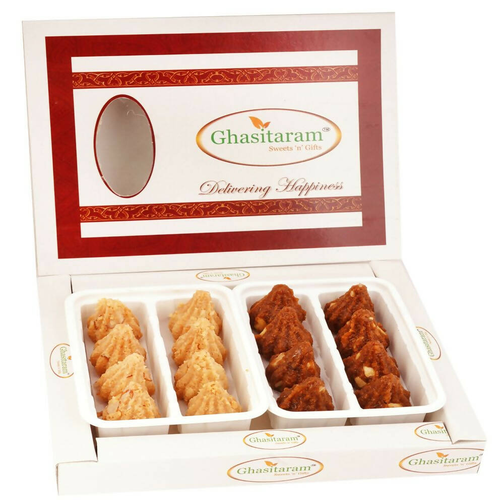 Ghasitaram White Box of Dodha Barfi and Milk Cake Modaks - Safuron