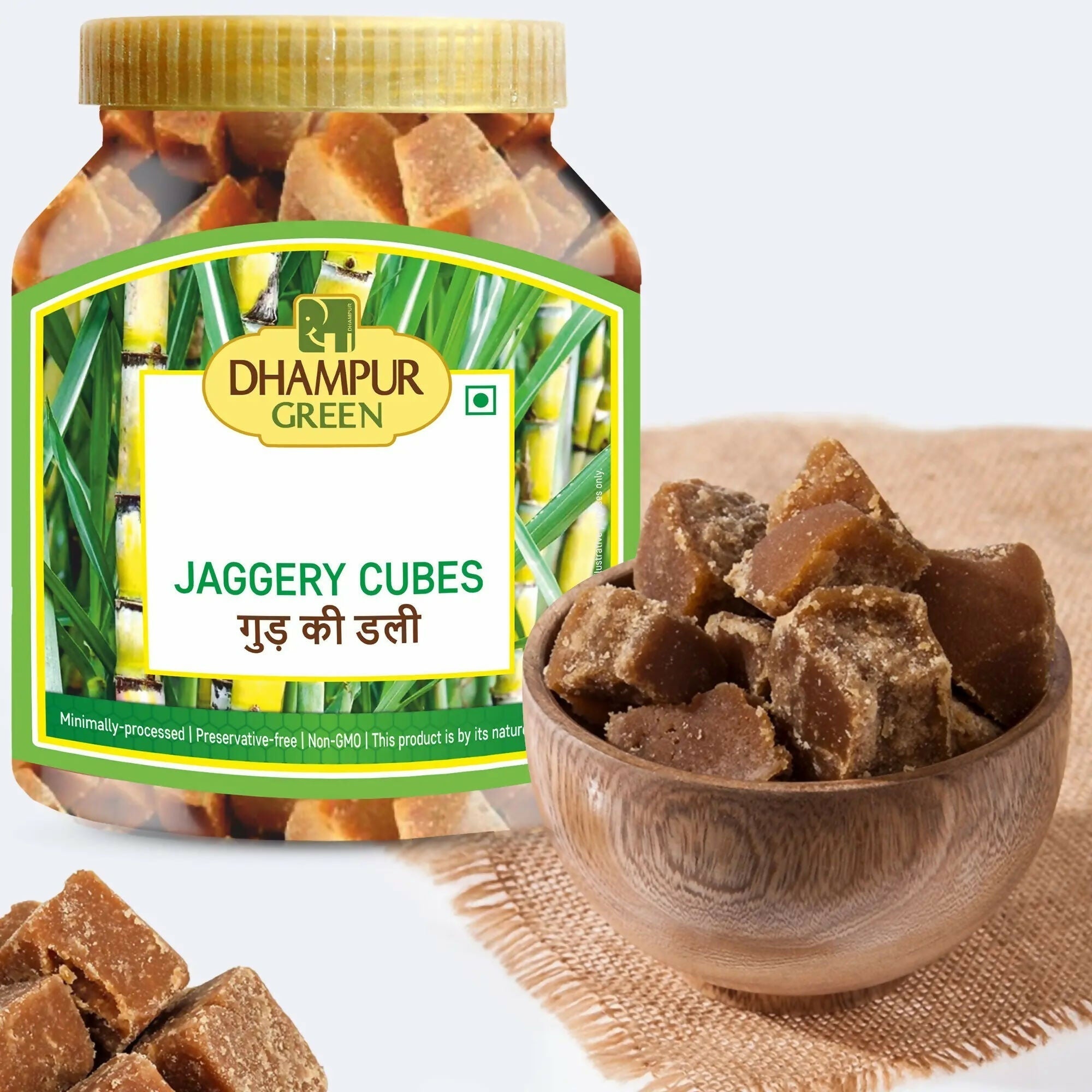 Dhampur Jaggery Cubes (Gur ki Dali) Dhampur Green