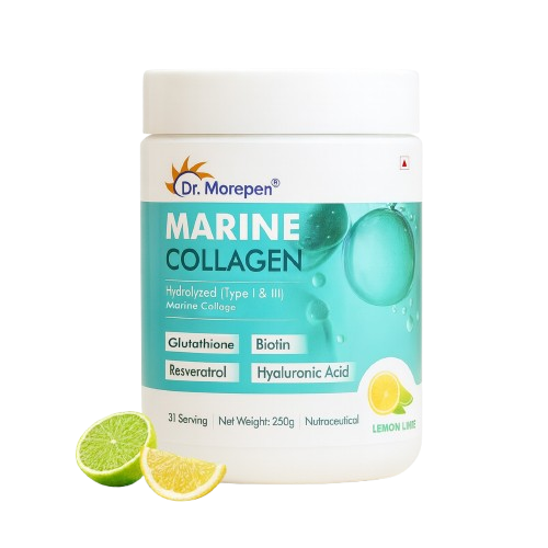 Dr. Morepan Marine Collagen Powder with Glutathione, Hyaluronic Acid, Resveratrol & Biotin Lemon Lime Flavour - Safuron
