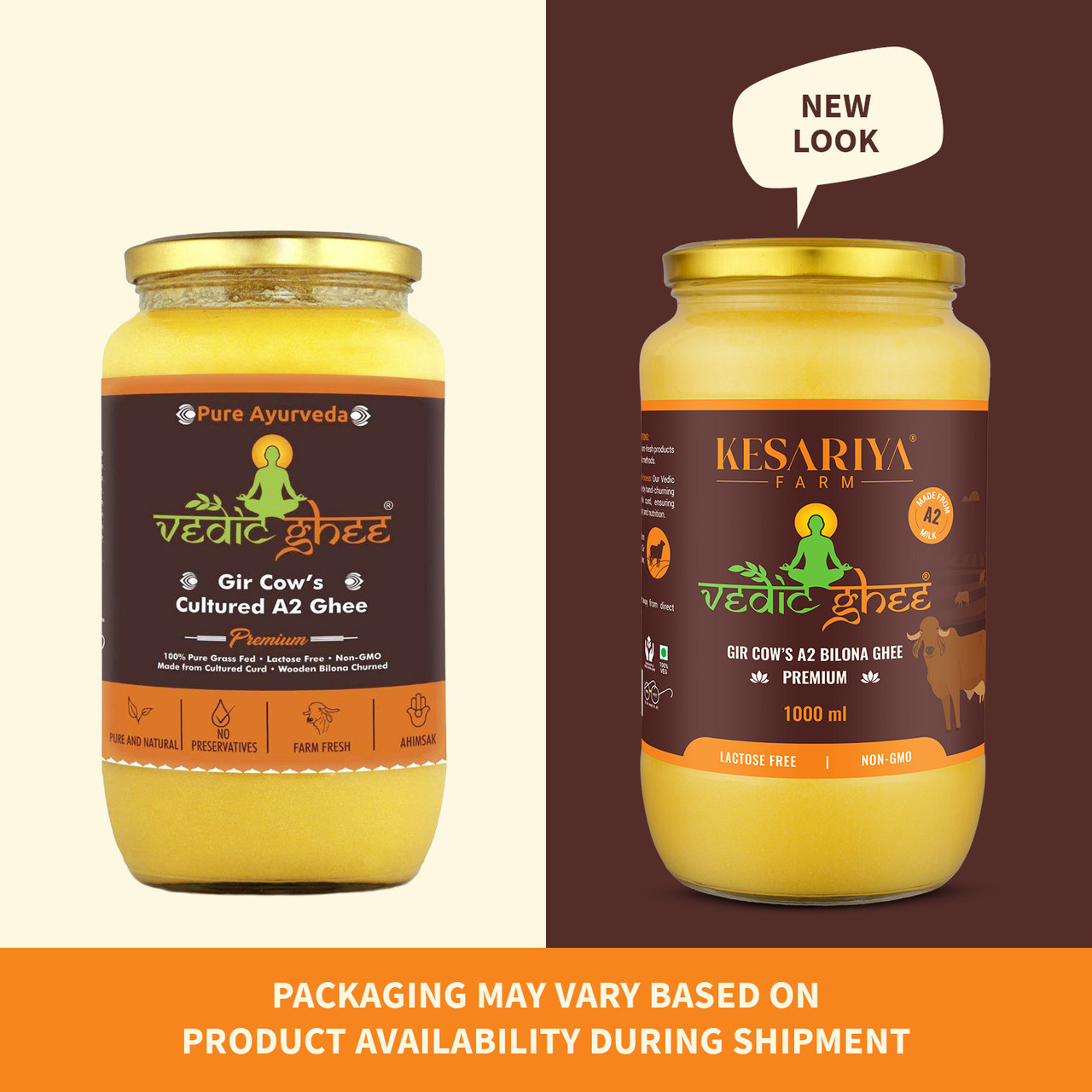 Vedic Ghee Premium A2 Gir Cow Cultured Ghee from Kesariya Farm Indian Gir Cow Ghee, Pure A2 Ghee, Natural & Healthy Vedic Ghee