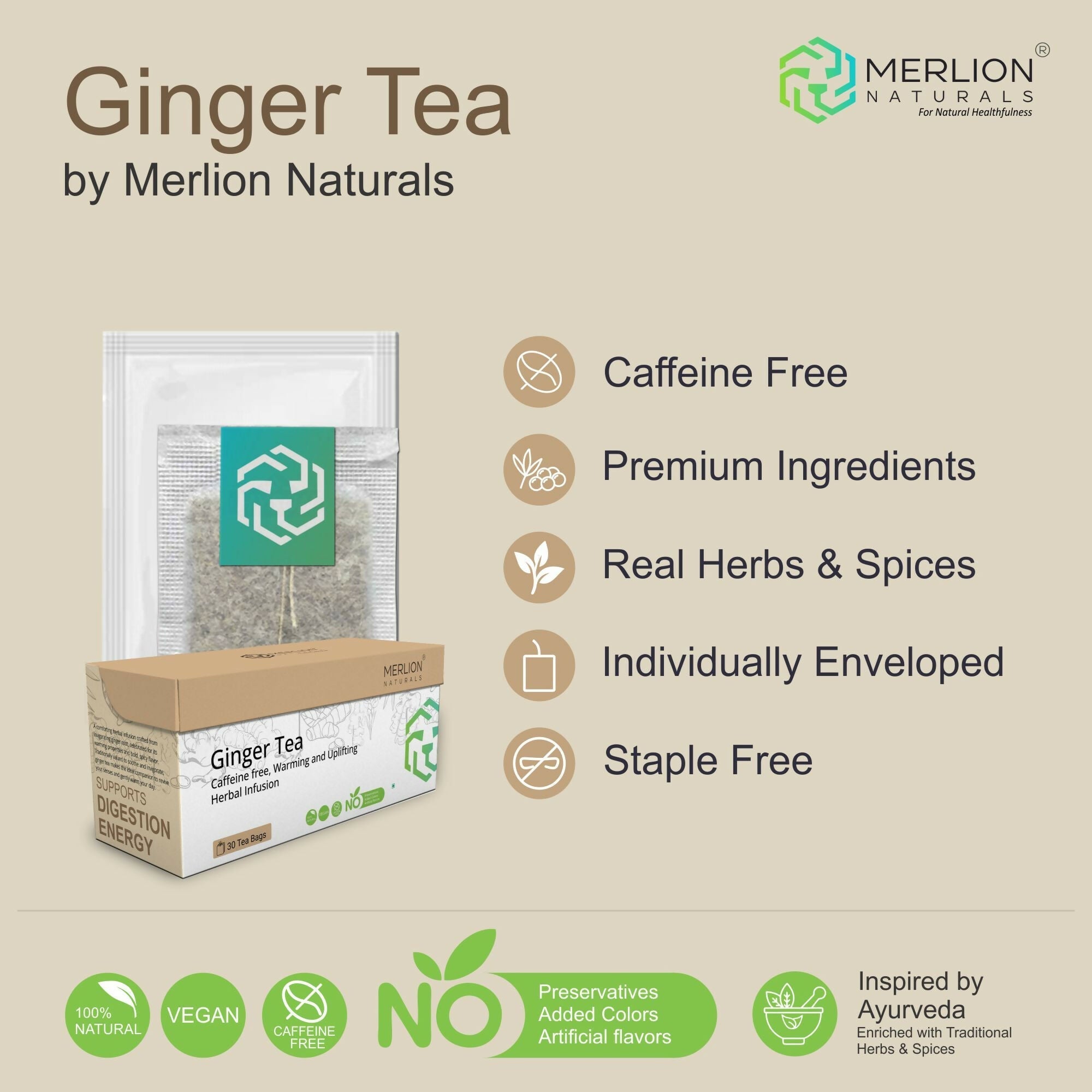 Merlion Naturals Ginger Tea Bags Merlion Naturals
