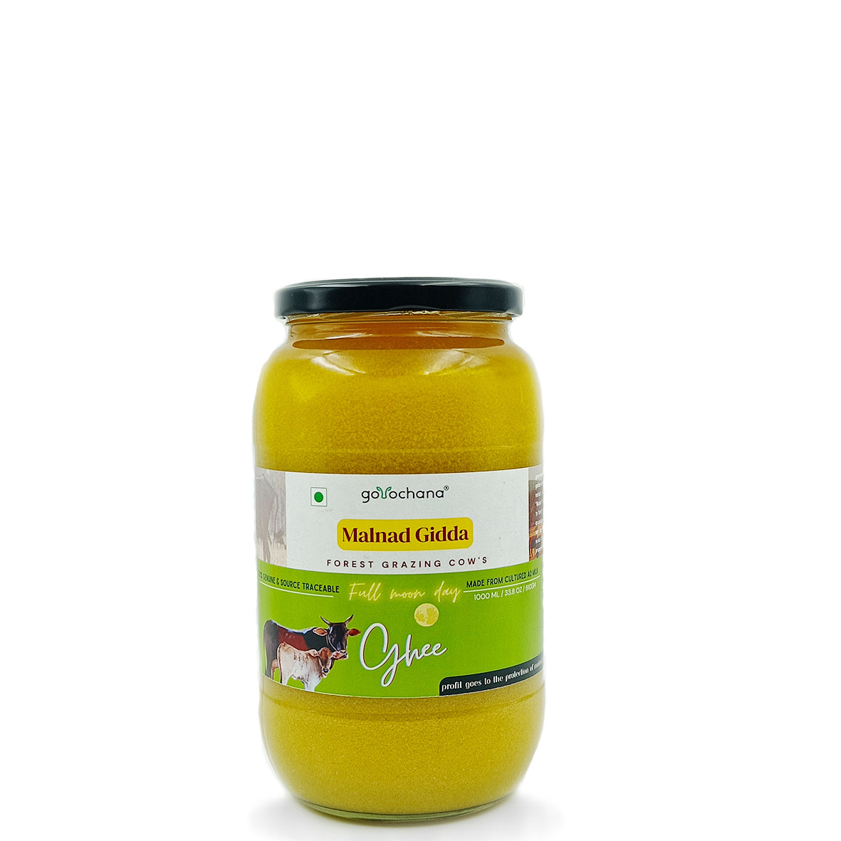Gorochana 100% Source Traceable Desi Malnad Gidda A2 Full Moon Day Bilona Cow Ghee - Safuron