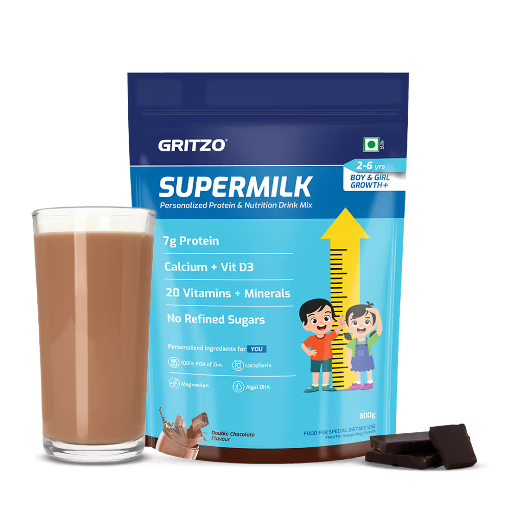 Gritzo Supermilk Height+ For 2-6Y Boys/Girls - Double Chocolate Flavor Gritzo