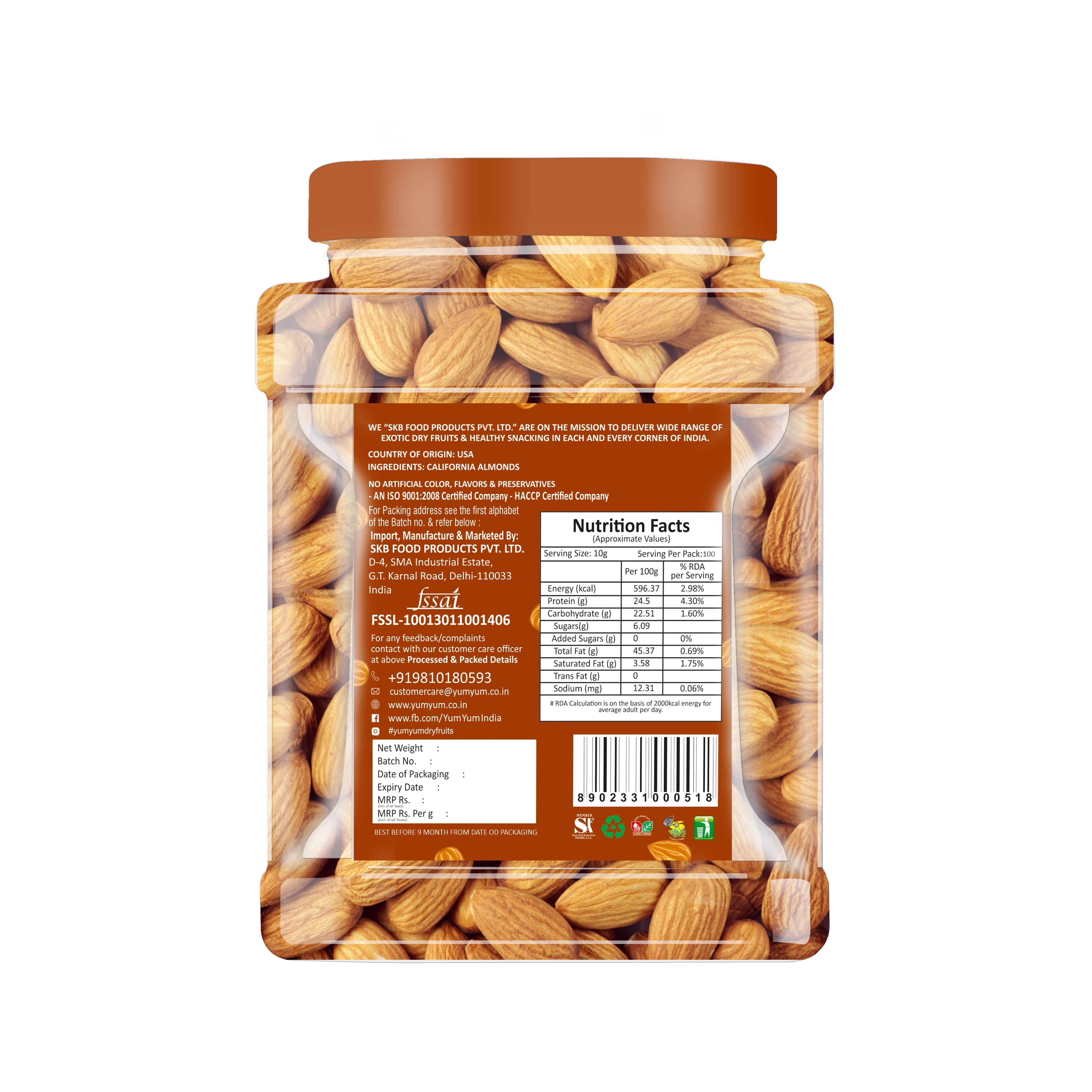 Yum Yum California Almonds Jar Yum Yum