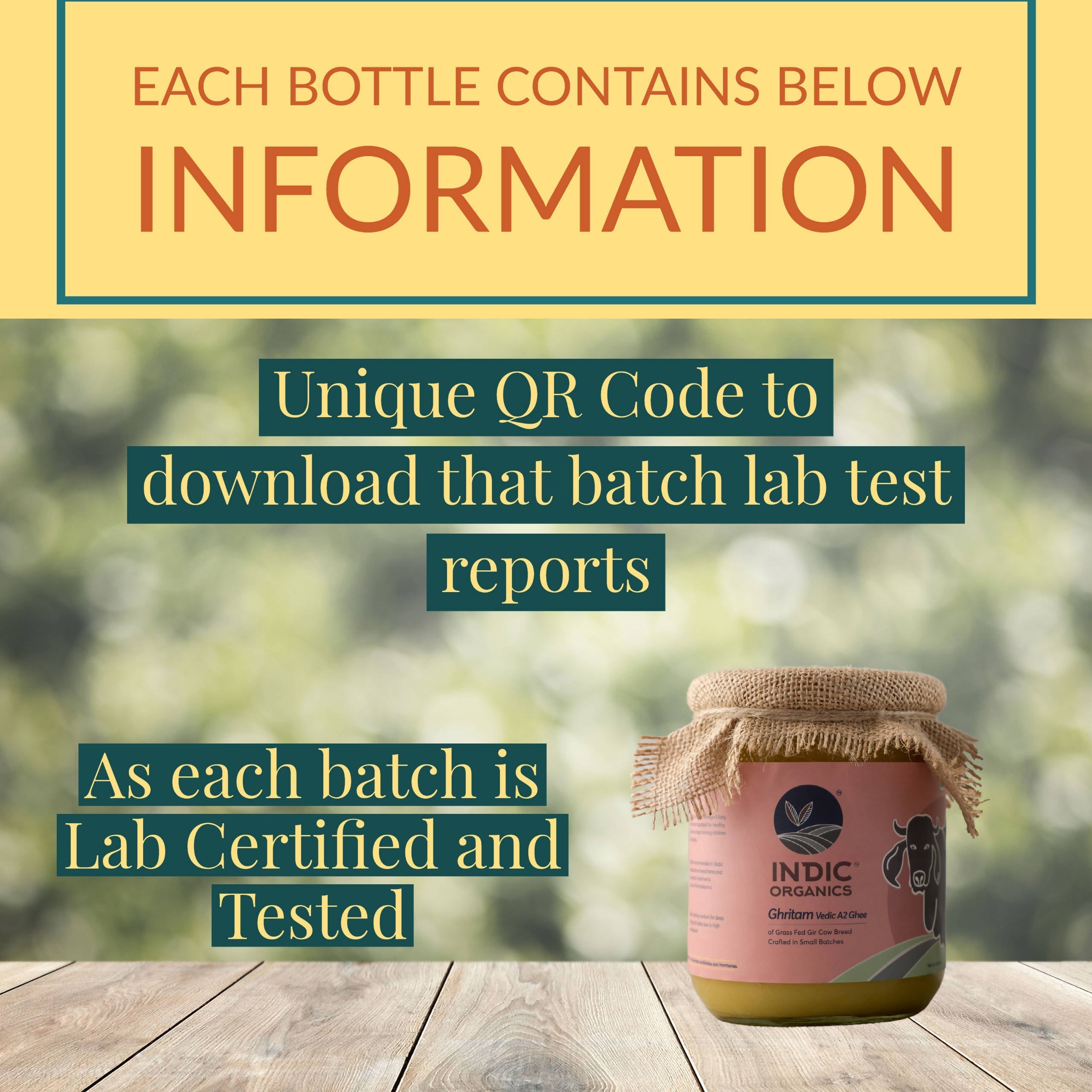 Indic Organics Gir Cow's A2 Ghee | Desi Gir Cow Ghee | Premium and Organic Desi Ghee Indic Organics
