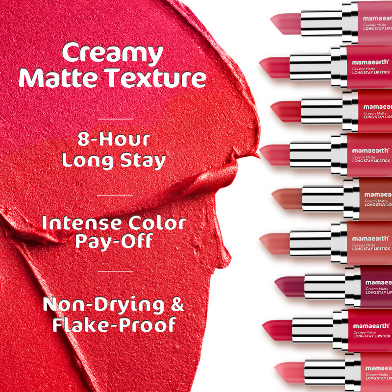 Mamaearth Creamy Matte Long Stay Lipstick - Pillow Nude - Limited Time Offer
