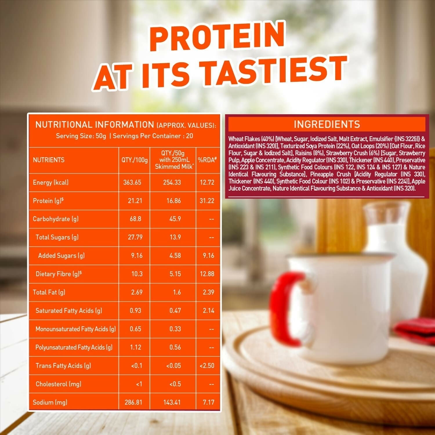 MuscleBlaze 16g High Protein Wheat Cereal - Strawberry Blast MuscleBlaze
