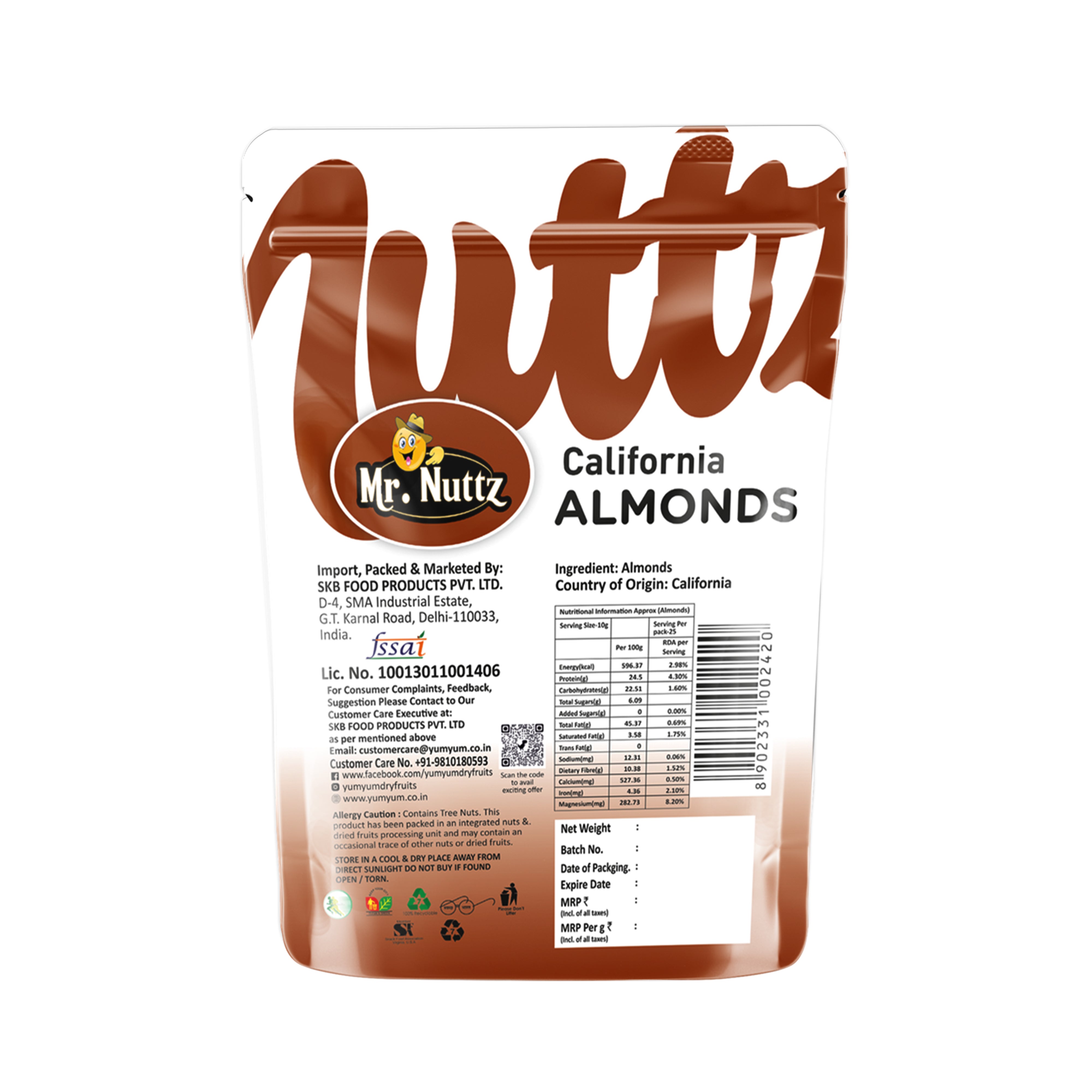 Mr. Nuttz California Almonds Pouch Yum Yum