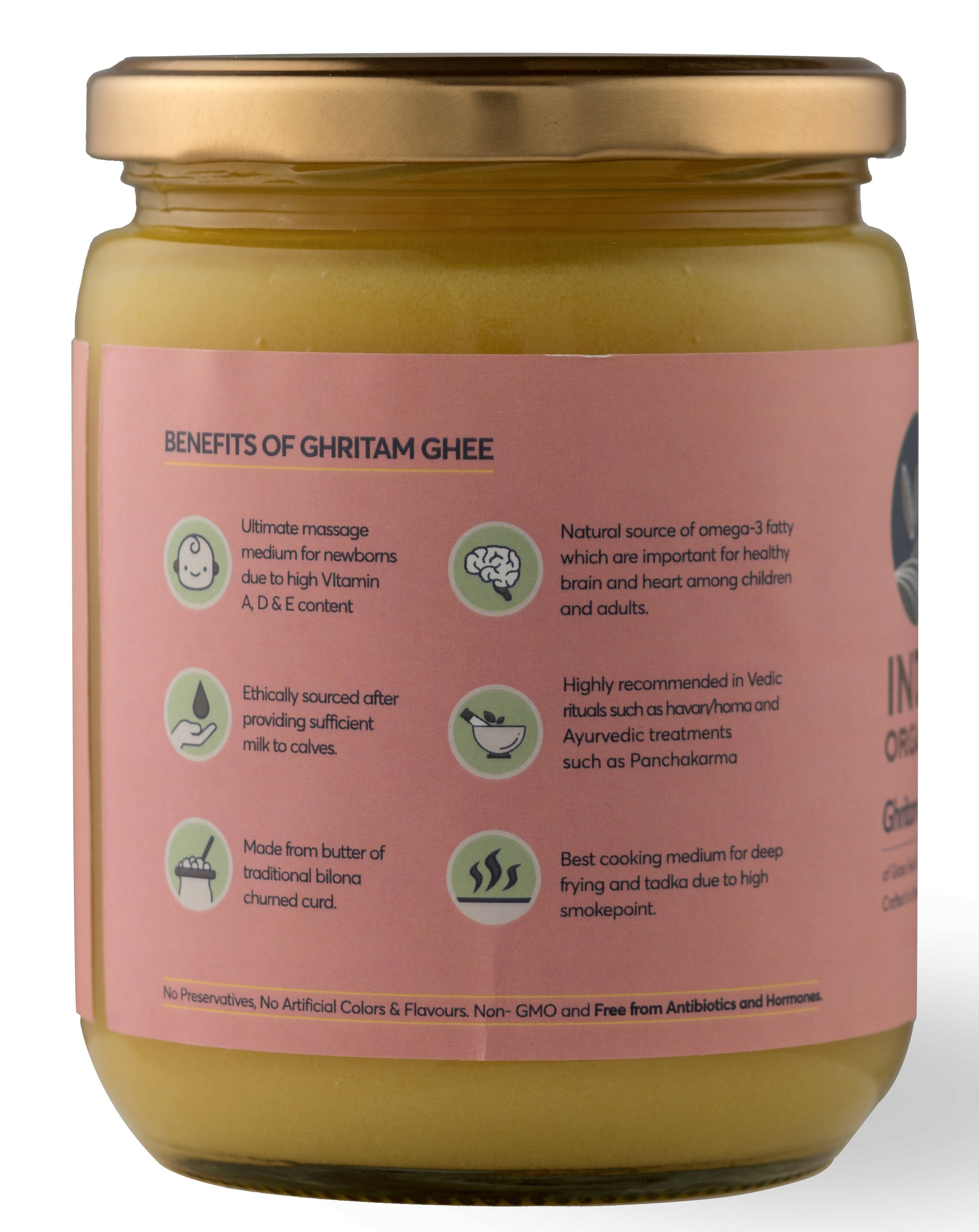 Indic Organics Gir Cow's A2 Ghee | Desi Gir Cow Ghee | Premium and Organic Desi Ghee Indic Organics