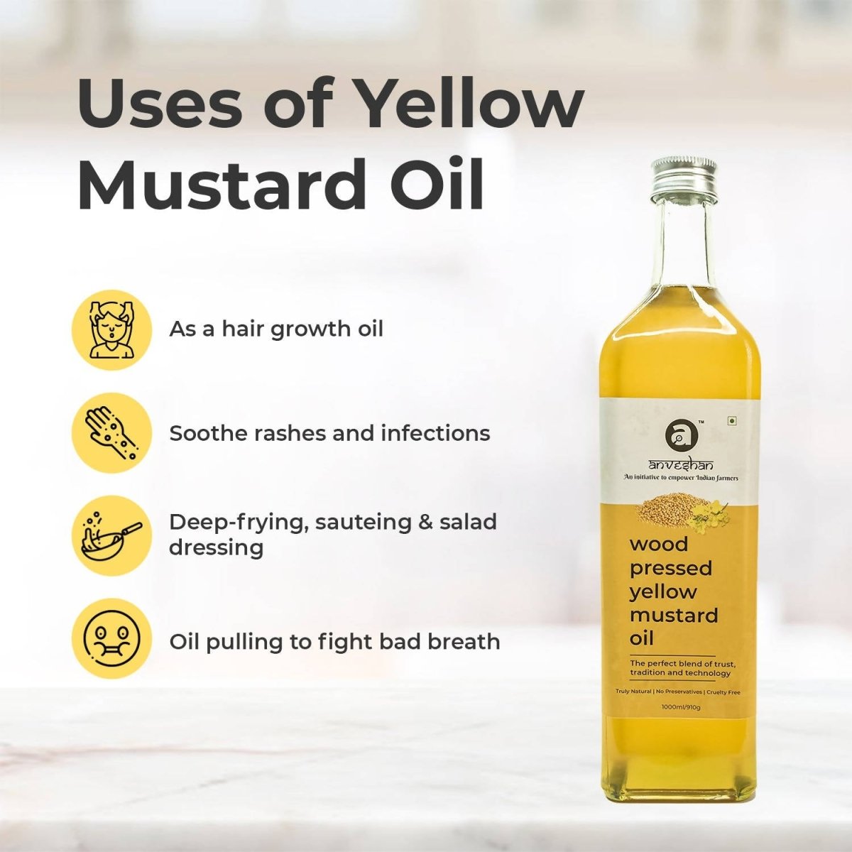 Anveshan Wood Pressed Yellow Mustard Oil Anveshan