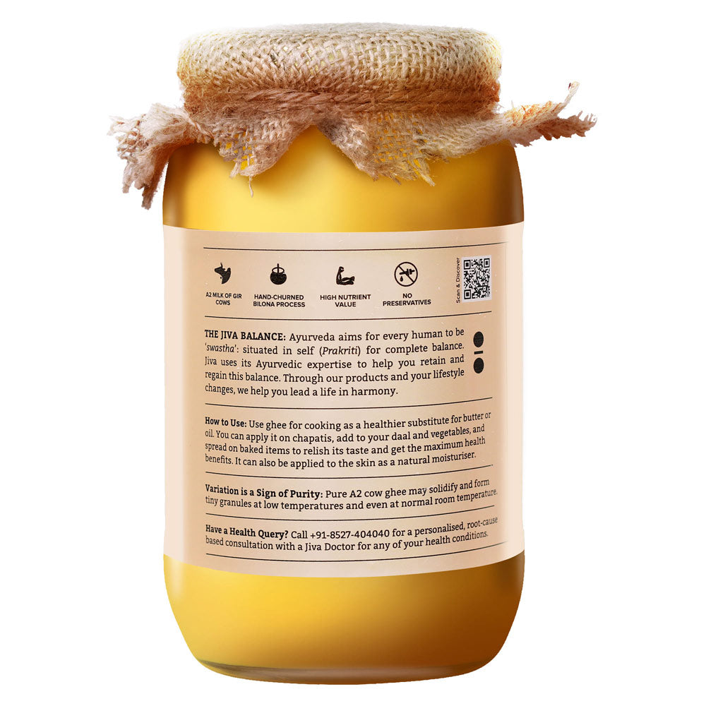 Jiva Ayurveda A2 Gir Desi Cow Ghee | Desi Gir Cow Ghee | Pure and Natural Ghee From A2 Cow Milk Jiva Ayurveda